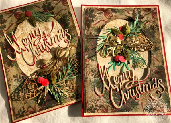 Sarascloset Vintage Christmas Cards With Tim Holtz Worn Wallpaper