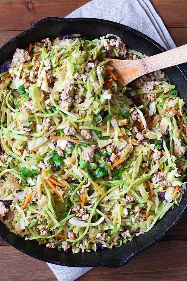 Egg Roll in a Bowl with Pork Sausage & Broccoli Slaw (Paleo & Low Carb)