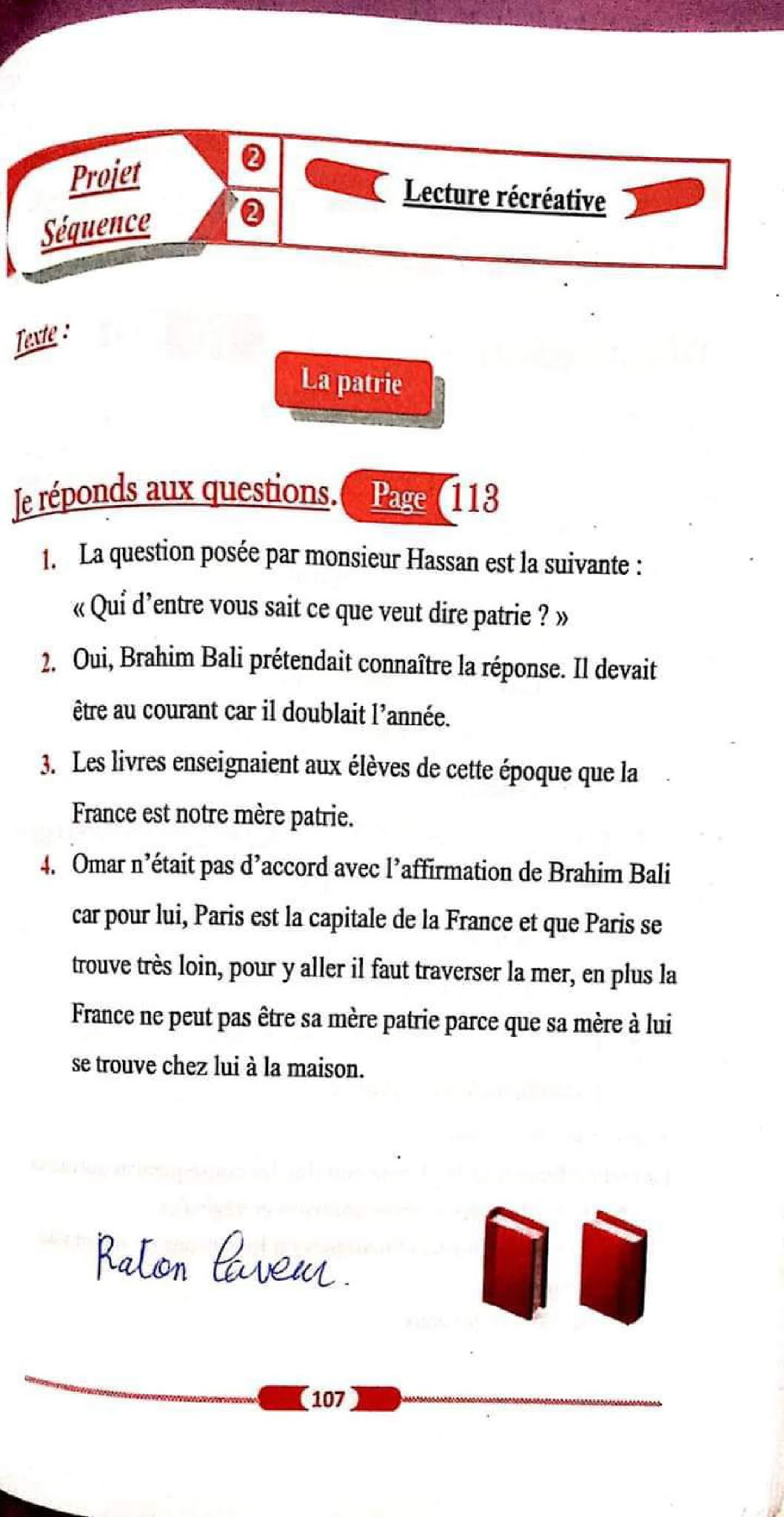 حل تمارين صفحة 113 الفرنسية للسنة الأولى متوسط الجيل الثاني