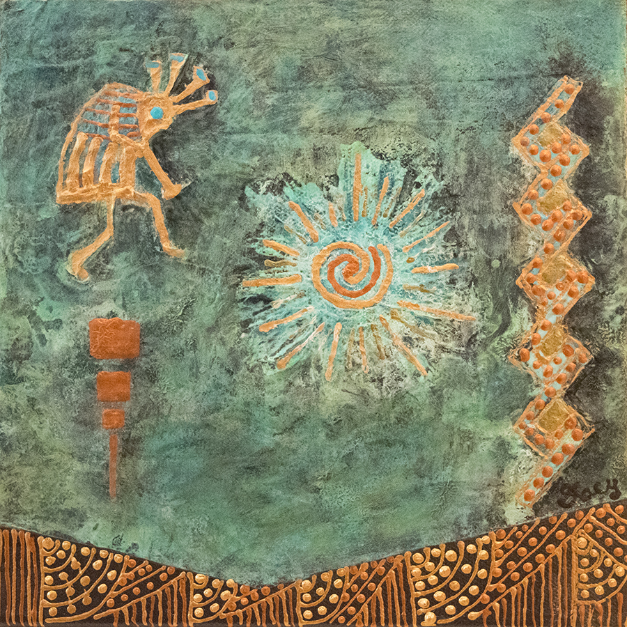 PAT STACY ART Contemporary Southwest Abstract Mixed Media Art Painting