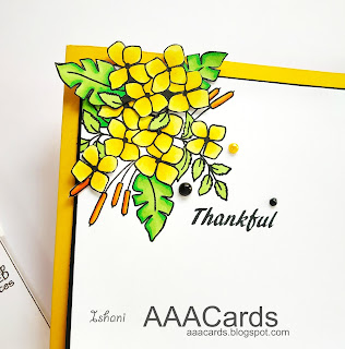 Stamplorations, CAS card, floral card, Copic markers, Quillish, Thank you card, STAMPlorations Dee's artsy thankful and blessed stamp set, thanksgiving card, quick and easy cards, atumn color pallette card, cards by Ishani