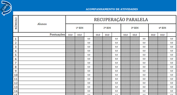 Confira este modelo de diário de classe estruturado em planilhas no Excel