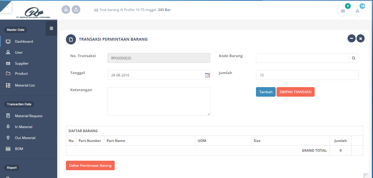 Source Code PHP Gudang Bahan baku dan BOM Lengkap