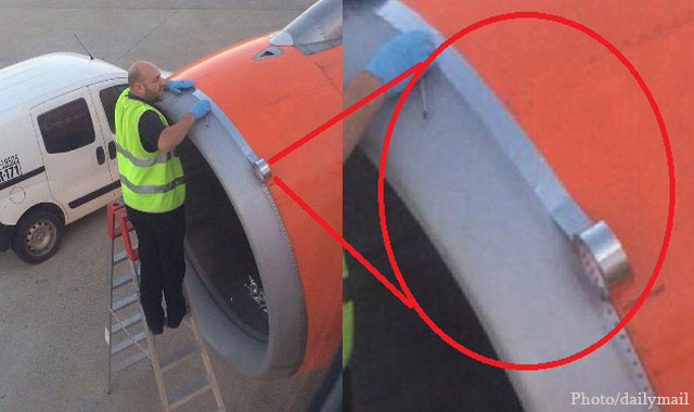 Airport Maintenance Caught on Cam using TAPE to Fix Plane's Engine