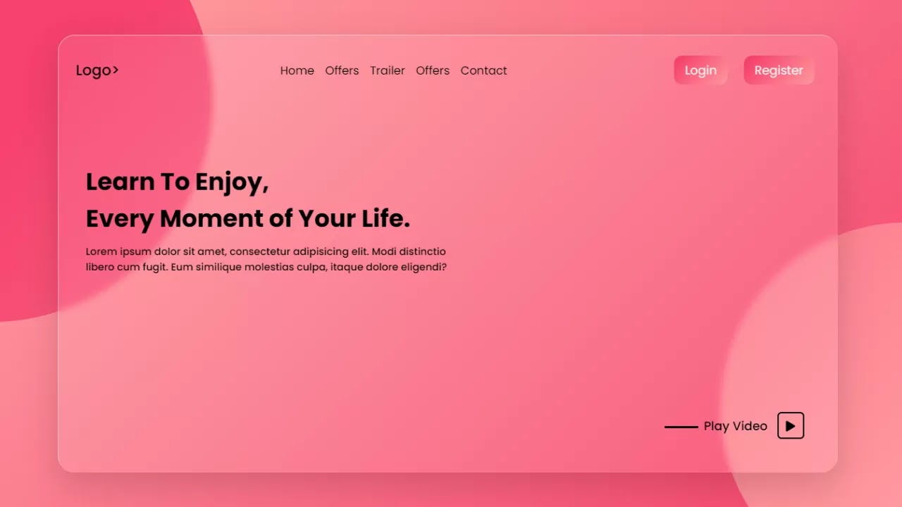 Glassmorphism site Design in HTML and CSS
