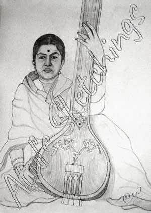 Goddess Saraswati Pencil Sketch  Bhavanis Sketches  Facebook