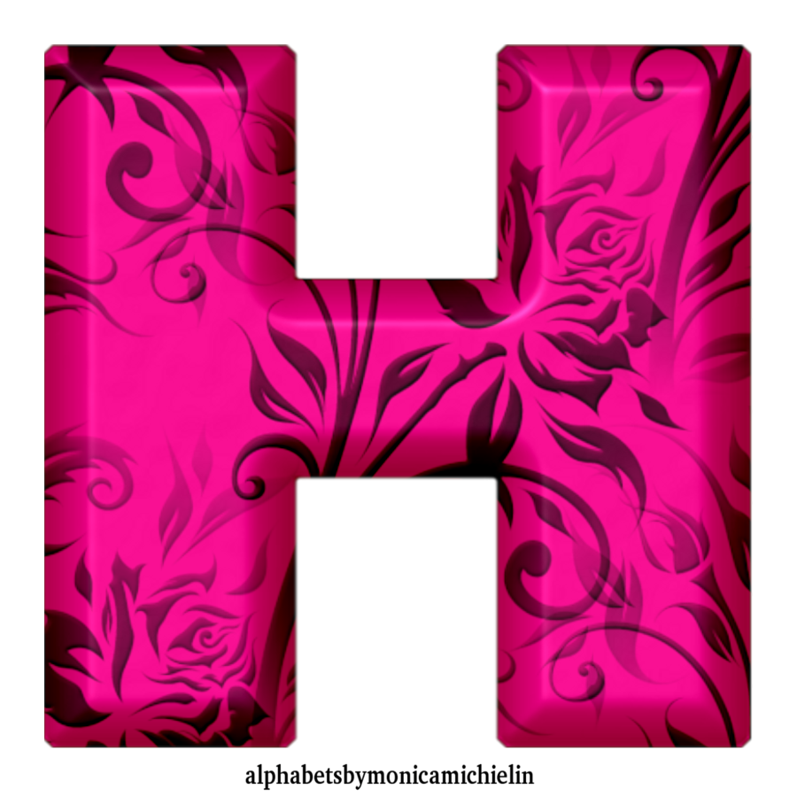 M. Michielin Alphabets: ORNAMENTAL FLOWER ARIAL PINK ALPHABET, NUMBERS ...