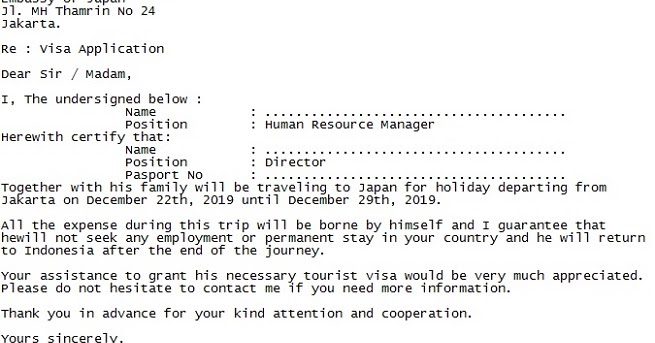 Contoh Surat Sponsor Visa Australia Untuk Diri Sendiri