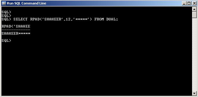 How to insert characters in the right side of a string in oracle