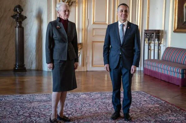 Queen Margrethe II of Denmark received Swiss Foreign Minister Ignazio Cassis