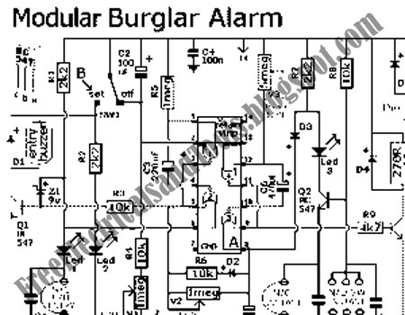 Free Schematic Diagram: Modular Burglar Alarm Circuit