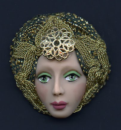 Linsart Creations in Clay: Polymer Clay Art Doll Face with Fabric Hat