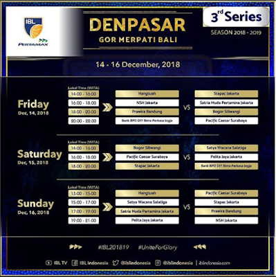 Jadwal IBL 2018 Seri 3 Denpasar