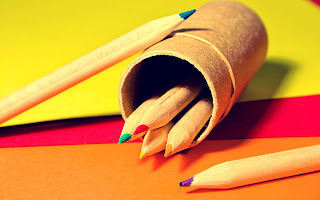 Color Pencils and Pencil Box HD Wallpaper