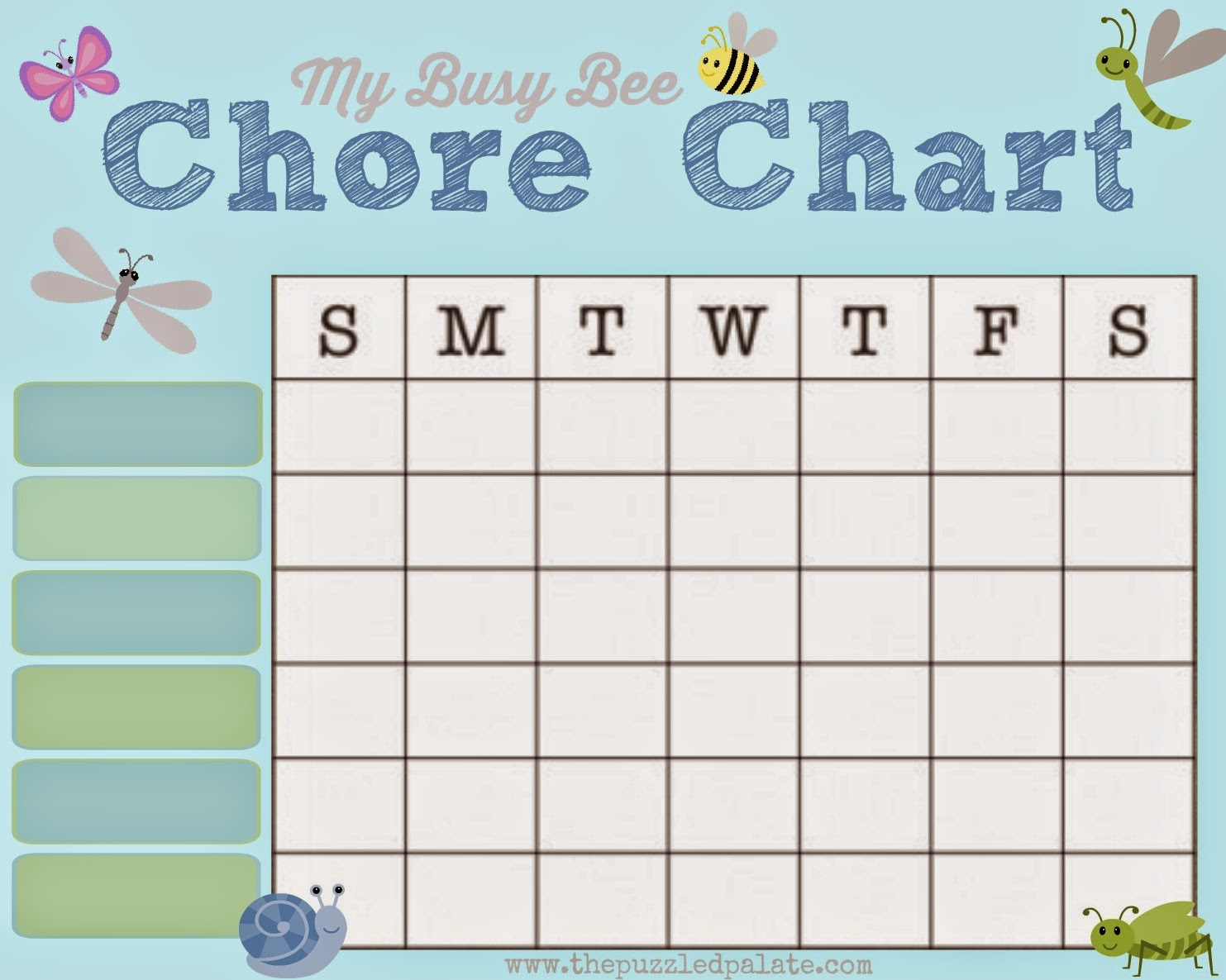 The Puzzled Palate My Busy Bee Chore Chart Free Printable
