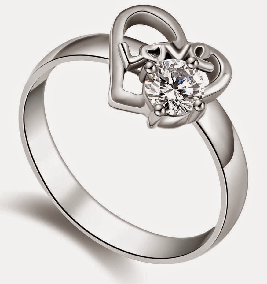 Heart Shaped Women's Wedding Rings with Diamond Model