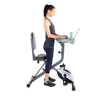 Adjustable for sitting or standing position, Exerpeutic Exerwork 2000i Bluetooth Folding Exercise Desk Bike, image