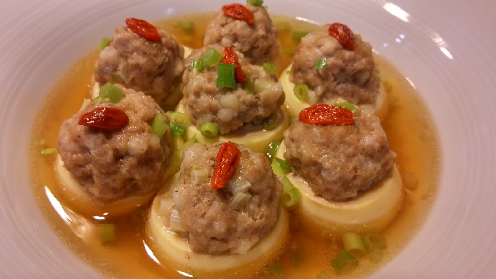 Food experiments my tiny kitchen Steamed minced meat on egg tofu