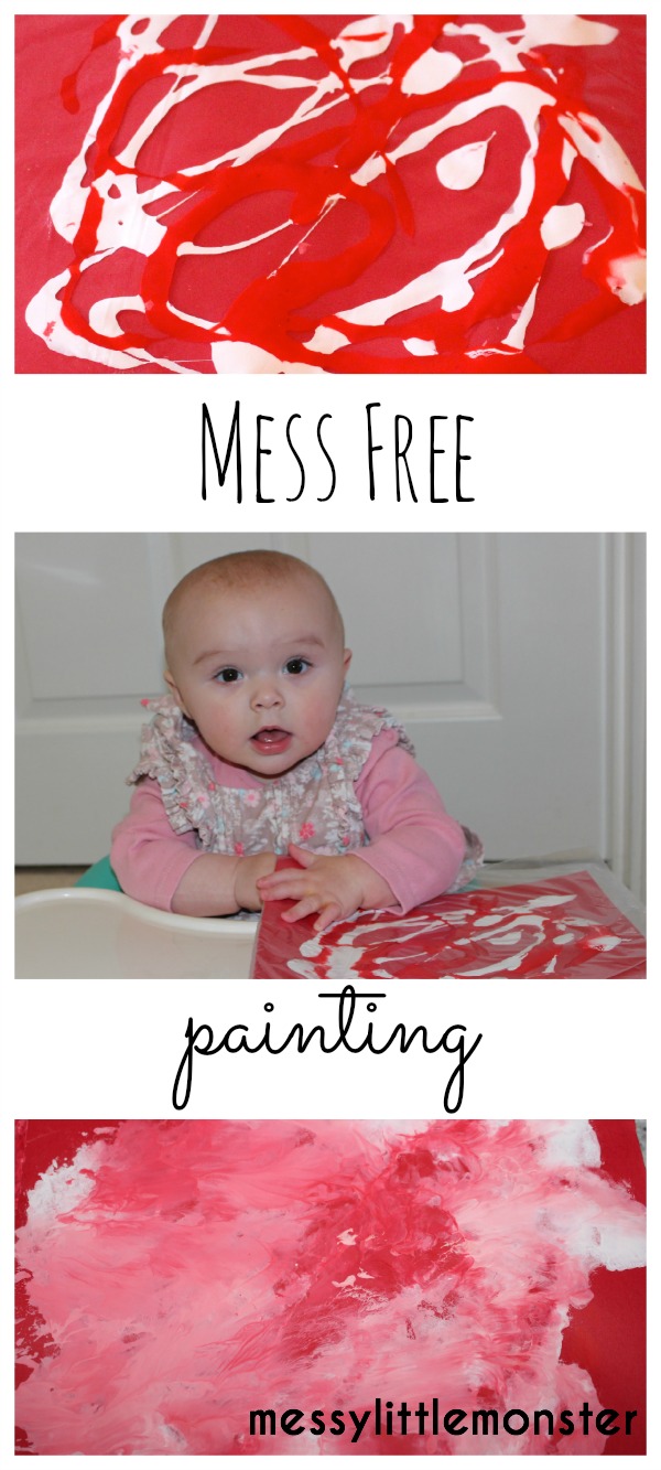 mess free baby painting in a zip lock bag