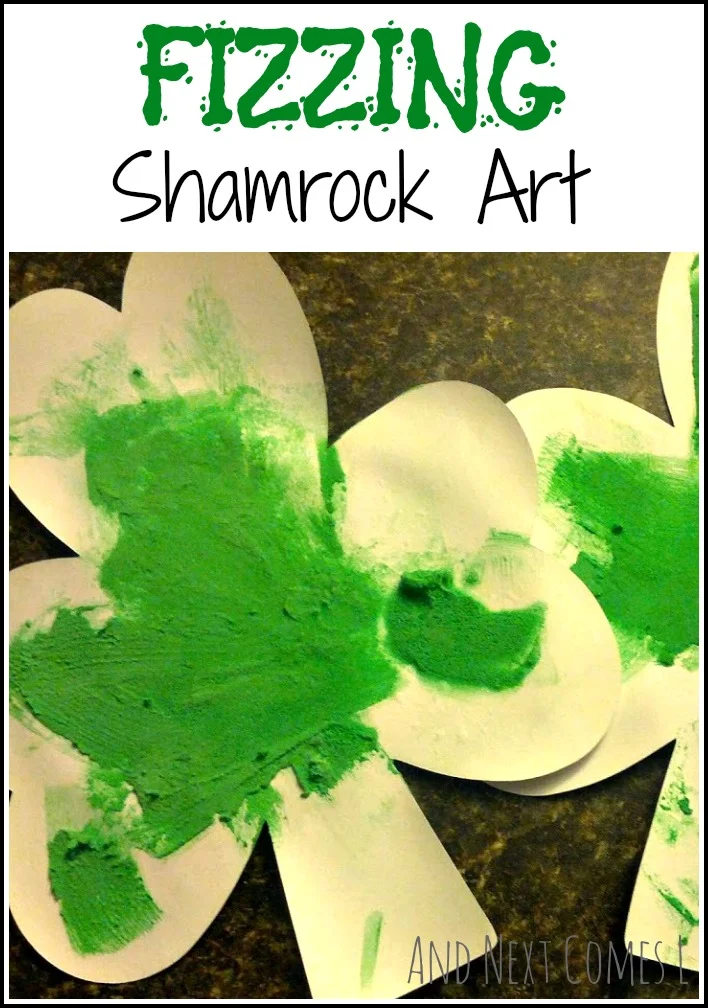 Fizzing shamrock art for St. Patrick's Day from And Next Comes L