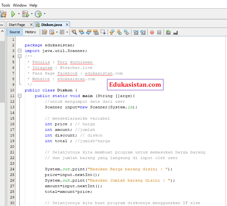 Cara Membuat Program Diskon Menggunakan JAVA Netbeans - Edukasistan.com