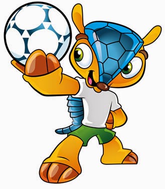Mascote oficial da Copa do Mundo realizada no Brasil no anos de 2014. Tatu-Bola apelidado de Fuleco.