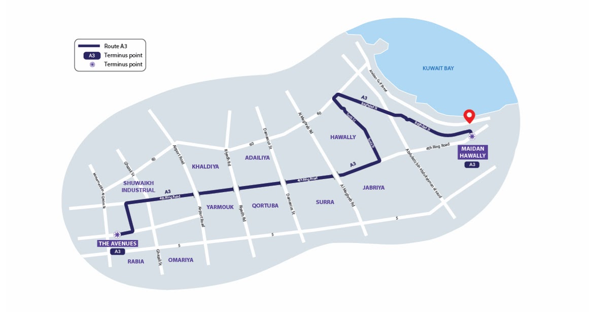 Kuwait City Bus Route A3 (Maidan Hawally to Avenues) Kuwait City Bus Route