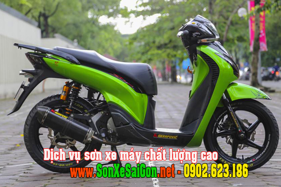 Mẫu sơn xe Honda Sh150i màu xanh lá đen sporty cực đẹp