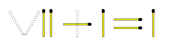 Matchstick Puzzles: 99. Roman numerals: 7 plus 1 is not 1