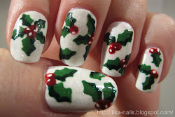 christmas holly nails