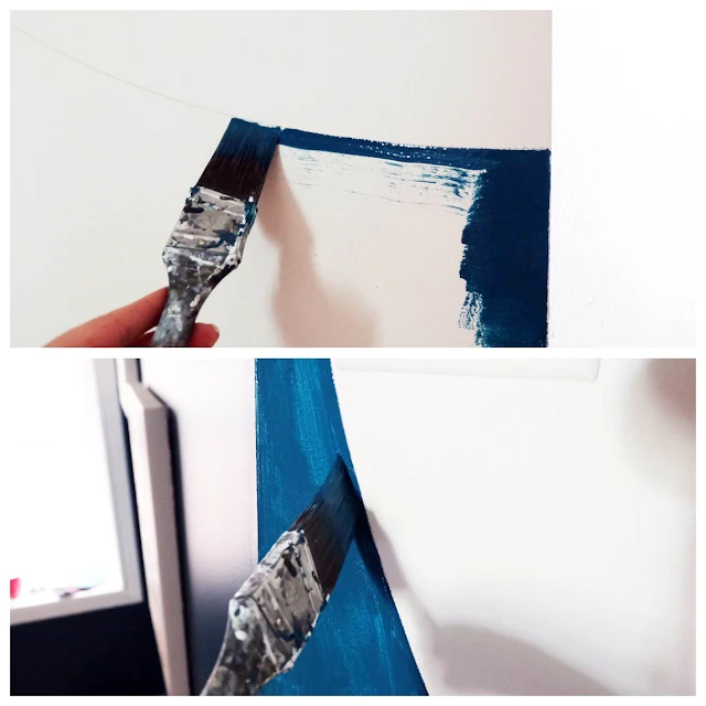 using sash angle brush to hand cut in paint