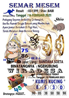Syair Sydney Tercepat Hari Ini Selasa 16 02 2021 Prediksi Hk Malam Ini Toto Jitu Sgp Sydney Gambar Syair