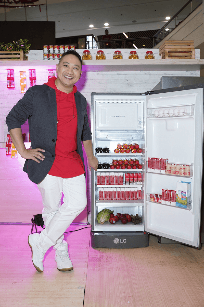 Michael V. with one of LG's commercial refrigerators Michael V. with one of LG's commercial refrigerators