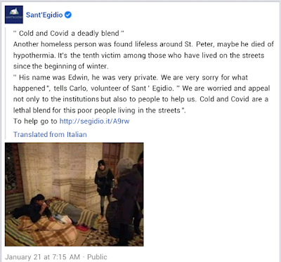 Pope Francis prays for an homeless Nigerian man who was found dead near St. Peter's Square