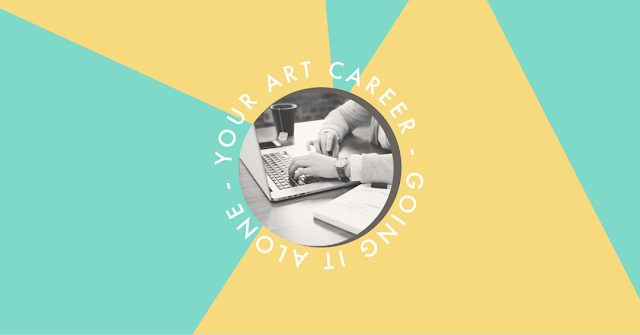 Computer, abstract background, cover image for art career blog