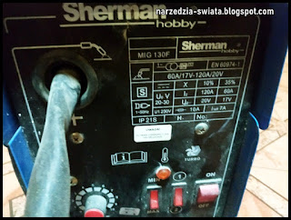 Przód spawarki Sherman 130F + specyfikacja nastawu spawania
