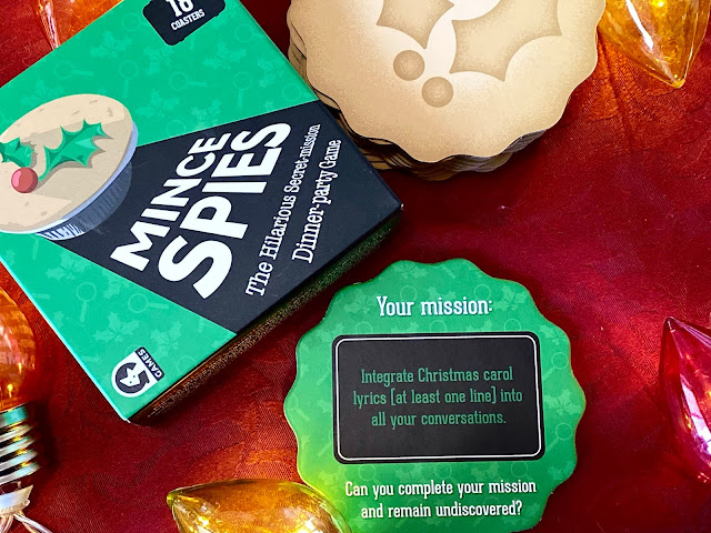 a sample card from Mince Spies coaster challenge game perfect for Christmas parties