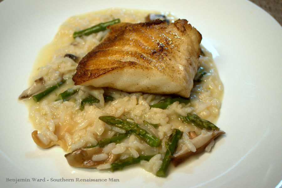 Southern Renaissance Man Seared Chilean Sea Bass with Risotto jpg (900x599)