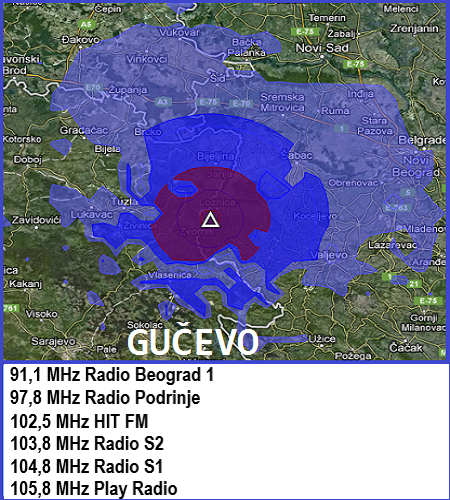 Mapa pokrivenosti Gučevo
