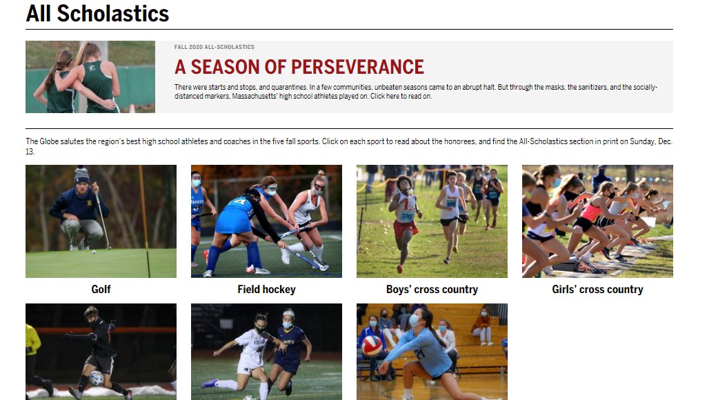 Franklin Matters Boston Globe All Scholastics for Fall 2020