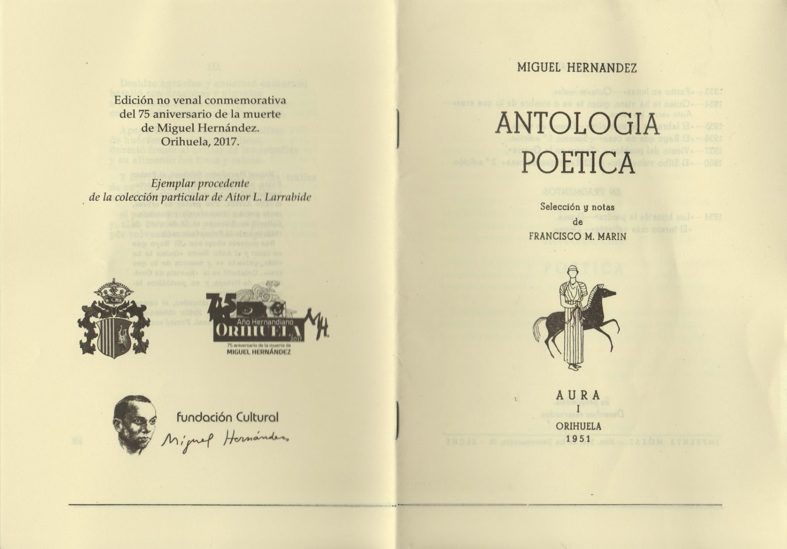 Miguel Hernández, multimediacentenario Facsímil de Antologia Poética de Miguel Hernández