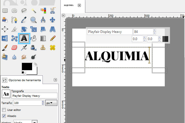 texto en Gimp