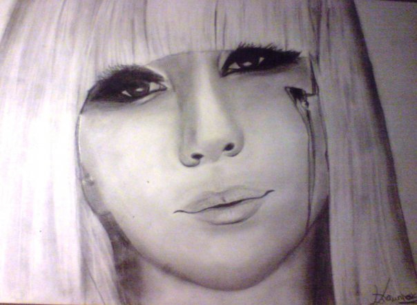 Lauren's Art: Lady Gaga, Pencil Sketch created in August 2009
