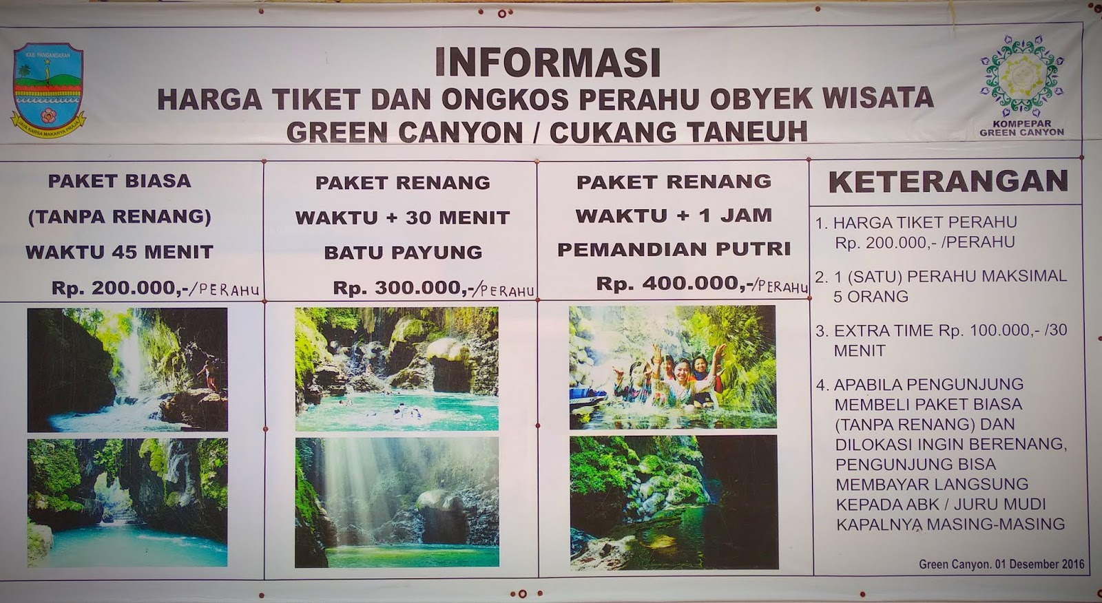 Harga Tiket Masuk Green Canyon Pangandaran - My Green Canyon