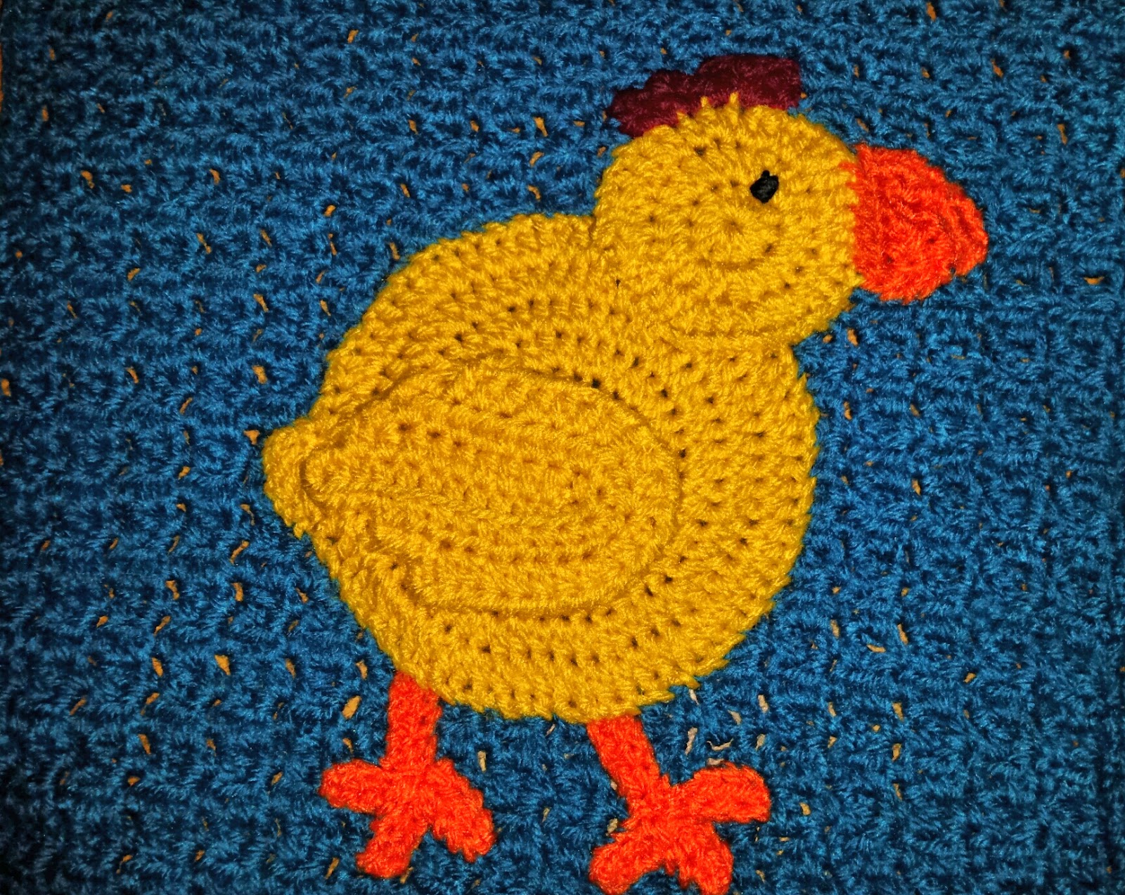 Blooming Lovely WIP Crochet Baby Blanket Farm Animals Chicken