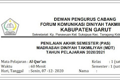 Soal PAS MDTA AL QUR'AN Kelas 1-6 Terbaru 2022/2023