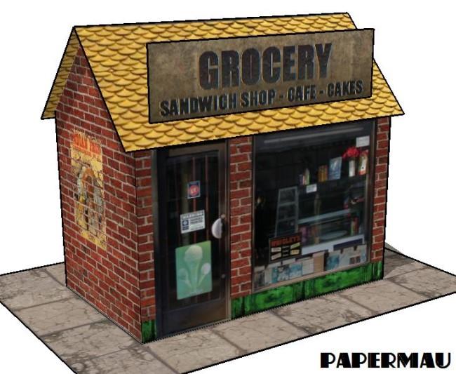 PAPERMAU EasyToBuild Grocery Shop Paper Model by Papermau Download