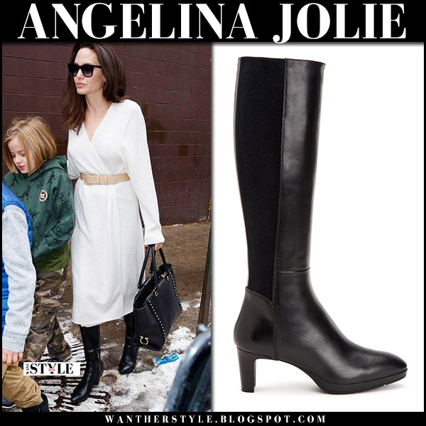 black wrap dress with boots