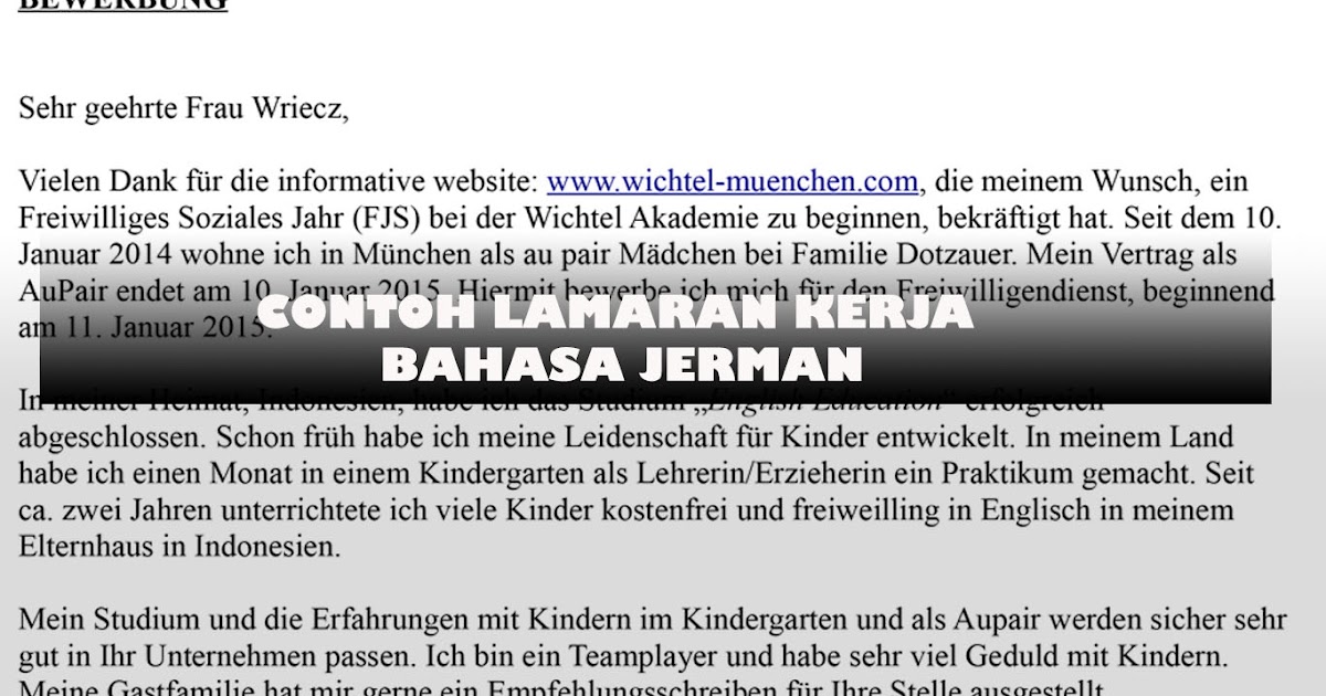 Contoh Surat Lamaran Kerja Dalam Bahasa Jerman Contoh Surat Contoh Surat Lamaran Kerja Dalam Bahasa Jerman Contoh Surat
