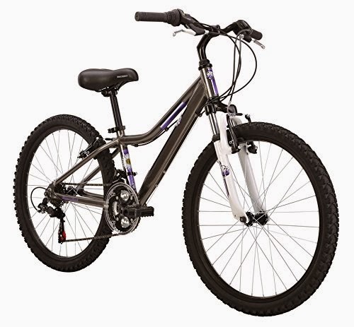 Diamondback Bicycles 2015 Lustre 24 Girls Mountain Bike, silver, review, 24" wheels, 6061 heat treated aluminum alloy, suspension fork, Shimano 7-speed drivetrain, linear pull brakes